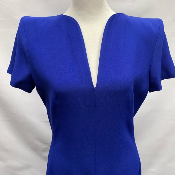 Alexander McQueen Royal,Cobalt Blue V-Neck A-Line Mini Dress Sz 44 US 8 Medium - Picture 2 of 15